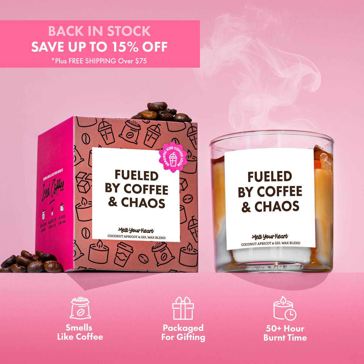 Iced Coffee Candle – Realistic Coffee Scent, 50-Hour Burn