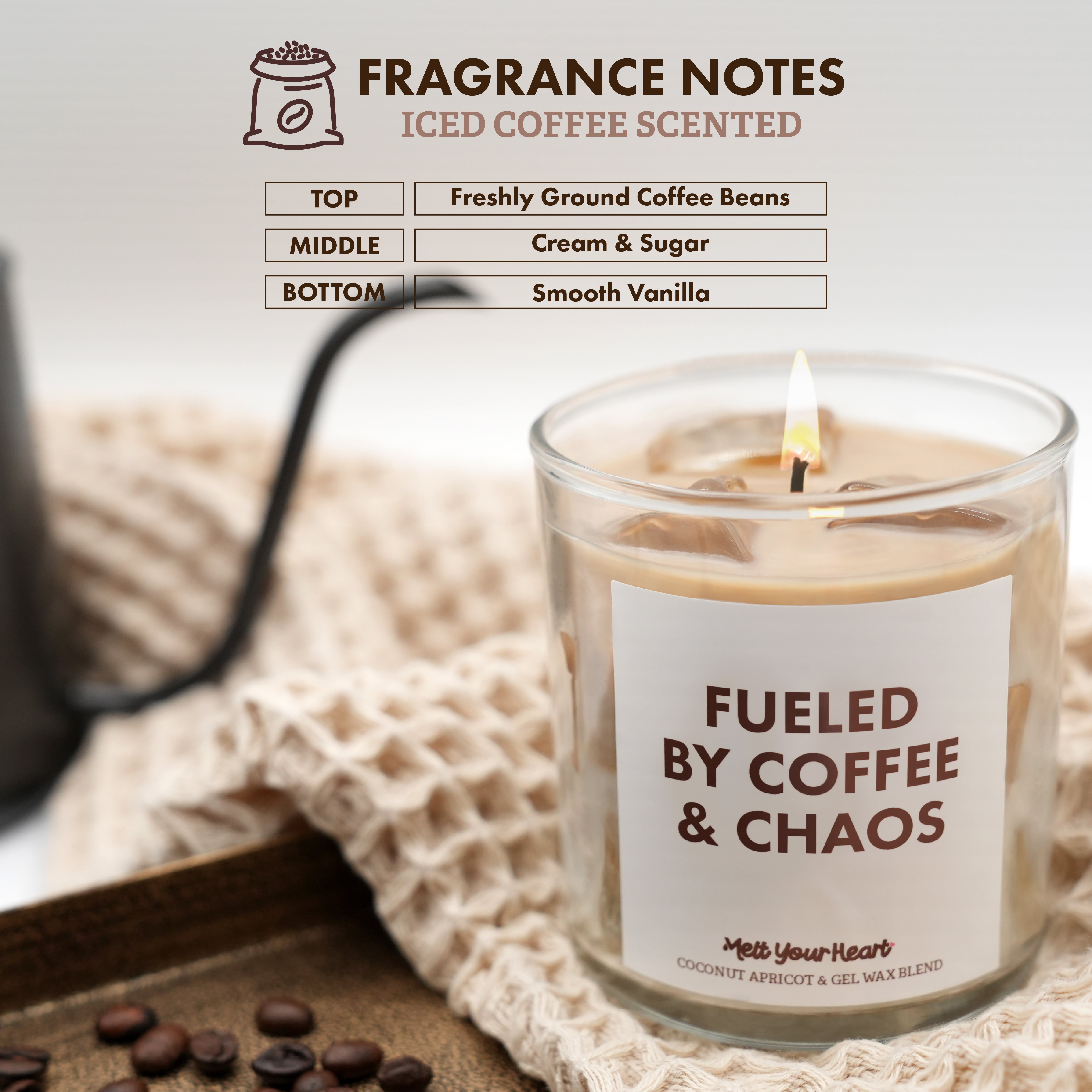 Iced Coffee Candle – Realistic Coffee Scent, 50-Hour Burn