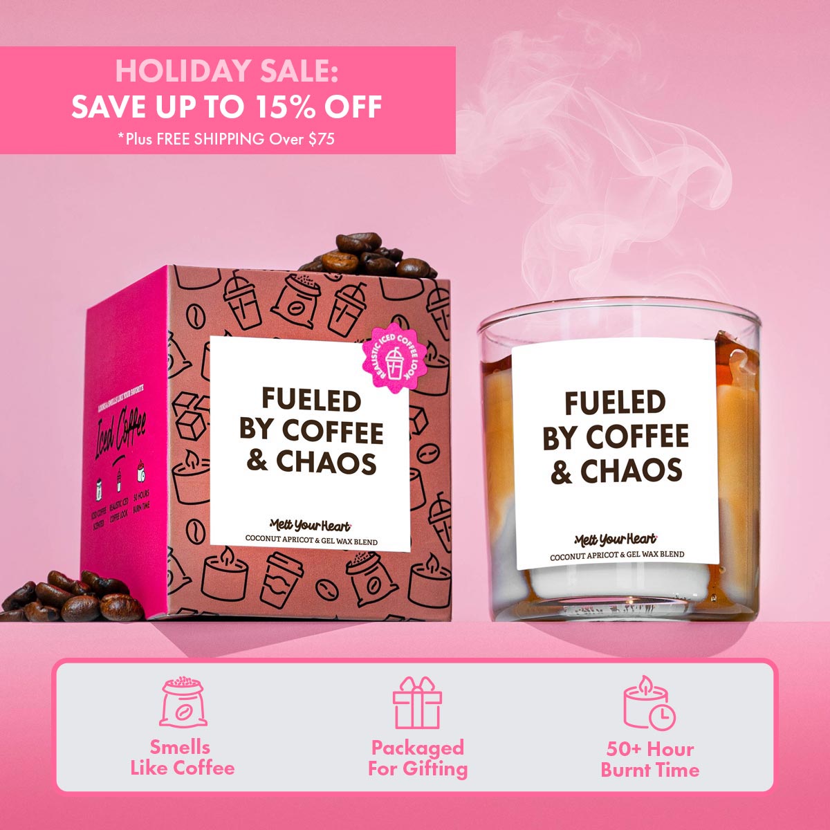 Iced Coffee Candle – Realistic Coffee Scent, 50-Hour Burn